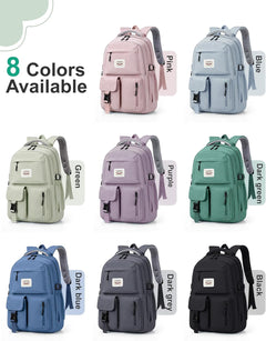 Lightweight School Backpack Womens, Cute School Bag for Teenager Girls, 15.6 Laptop Rucksack Backpack for School Casual Daypacks Travel Backpack for College Work Green 25L