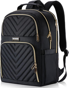 Backpack Women, 15.6 Inch School Backpack Girls Teenager, Laptop Backpack Stylish Daypack Waterproof for School, Uni, Travel, Work, Black