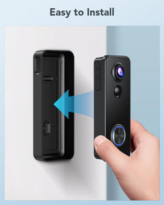 Video Doorbell Camera Wireless, 2K HD Smart Door Bell Camera Head-To-Toe View, Battery Operated, PIR Motion Detection, Night Vision, 2-Way Audio, SD Card & Cloud Storage, Works with Alexa