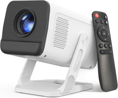 Mini Projector with WIFI 6 and Bluetooth 5.4, Smart Portable Projector Supports 4K 1080P, Projector for Bedroom with Auto Keystone, Movie Projector with 180° Adjustable Stand.