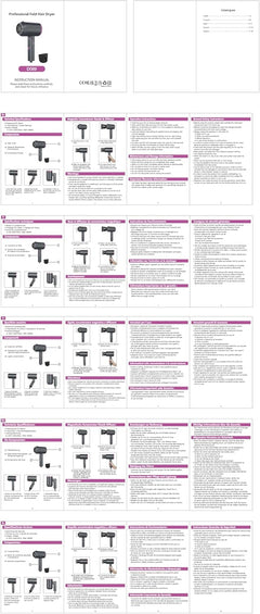 Hair Dryer Travel Hairdryers for Women Men- Powerful Foldable Ironic Hair Dryers for Curly Hair and Straight Hair，Small Blow Dryer for Women Men, Fast Drying