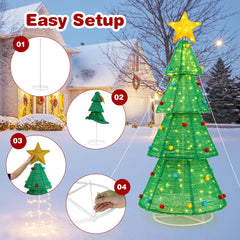 190 CM Lighted Collapsible Christmas Tree with 200 LED Warm Light
