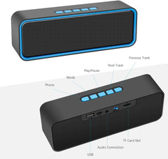 Ultimate Portable Bluetooth 5.0 Speaker - 3D Stereo HiFi Bass, 12-Hour Playtime, 1500mAh Battery (Blue)