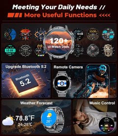 Smart Watch for Men Answer/Make Calls 800Mah Big Battery 1.85" HD Large Roun Dial Male Smartwatch for Ios Android with Flashlight/Heart Rate/Sleep/Spo2 Monitor,100+ Sports Modes,Black Steel