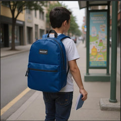 Classic Vintage Backpack for Adults and Kids with Adjustable Padded Shoulder Straps | School Bookbags for Girls, Boys (Navy)