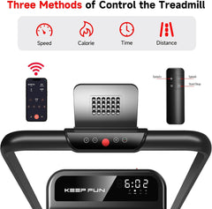 Walking Pad with Incline, Walking Pad with Handle Bar 3 Level Incline, 300 Lbs Walking Pad Foldable for Home Office, under Desk Treadmill with LED Display Remote Control & APP