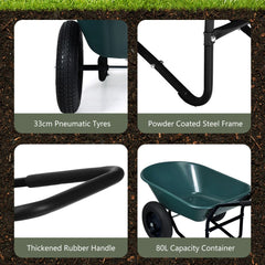 2-Wheeled Wheelbarrow with Pneumatic Tires and Handle