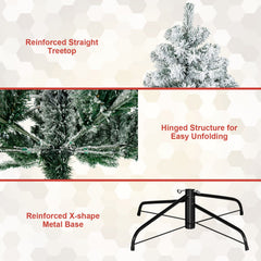 180 Cm Snow Flocked Artificial Christmas Tree with 600 Tips