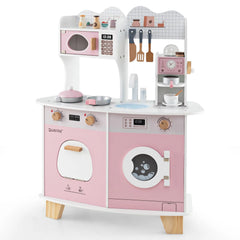 Wooden Kids Kitchen Playset with Coffee Maker for 3+ Years Old