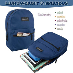 Classic Vintage Backpack for Adults and Kids with Adjustable Padded Shoulder Straps | School Bookbags for Girls, Boys (Navy)