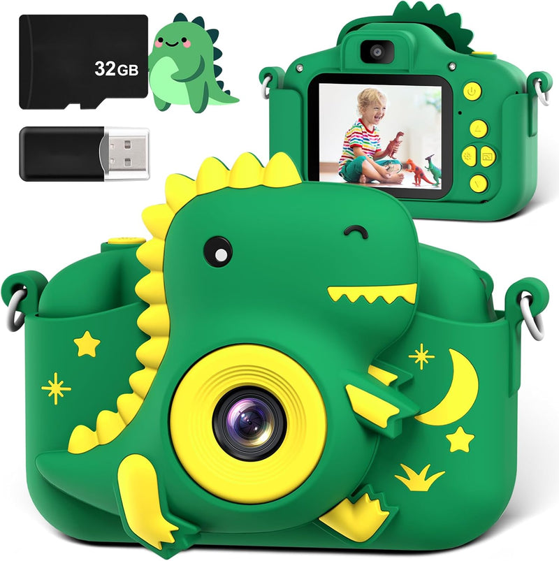 Kids Camera 2.0” Screen Dual Lens Cameras, 20MP & 1080P Video Camcorder, Kids Digital Camera with 32GB Card, Childrens Camera Boys Gifts for Girls Toys Age 3-12