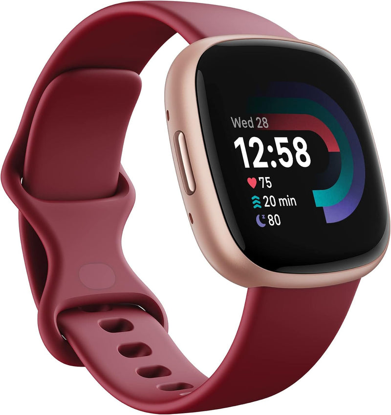 Versa 4 Fitness Smartwatch - GPS, 6-Day Battery Life, IOS & Android Compatible, Stylish Beet Juice/Copper Rose Design