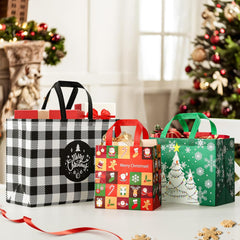 20 Pack Christmas Bags Assorted Sizes, Reusable Non-Woven Christmas Tote Bags with Handle, Perfect for Gift Wrap/Party Favor Supplies (4 Extra Large 8 Large 8 Medium)