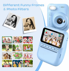 Kids Camera Instant Print, 3.0'' Instant Camera for Kids with 32GB Card & 3 Rolls Print Paper, 1080P Kids Digital, Gift Toy for Boys Girls 3-12 Years Old