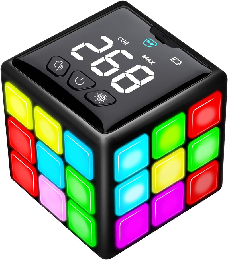 Rechargeable Handheld Game Cube - 15 Engaging Brain & Memory Games with Score Screen - Perfect Cool Toy for Kids Aged 6-12+ | Ideal Christmas & Birthday Gift (Black)