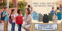 Classic Vintage Backpack for Adults and Kids with Adjustable Padded Shoulder Straps | School Bookbags for Girls, Boys (Navy)