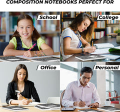 5 Pack Wide Ruled Composition Notebook, Black Marble Notebooks | Wide Ruled Notebook, 200 Pages (100 Sheets), 9-3/4 X 7-1/2, Hard Cover Notebooks for School, College & Office Supplies