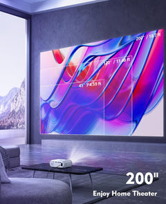 Home Theater Projector - 1080P Full HD, Upgraded 12000 Lux Mini Projector Compatible with iOS, Android, Tablets, PCs, TV Sticks, USB, DVDs, and Gaming Consoles