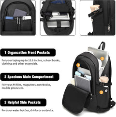 Laptop Backpack, 15.6 Inch Laptop Bag with USB Charging Port, Water Resistant Rucksack for Men Women Work Business College School Travel