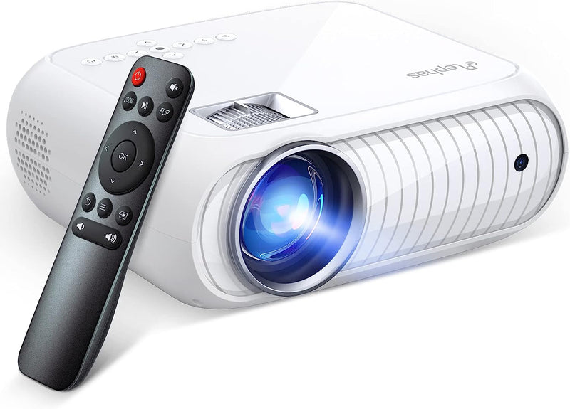 Home Theater Projector - 1080P Full HD, Upgraded 12000 Lux Mini Projector Compatible with iOS, Android, Tablets, PCs, TV Sticks, USB, DVDs, and Gaming Consoles