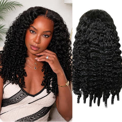 7X6 Burmese Curly Glueless Wigs Human Hair Pre Plucked Pre Cut 220% Density Wear and Go Drawstring Wig for Women 7X6 HD Curly Lace Front Wigs Human Hair Natural Black 18Inch
