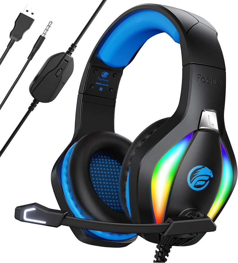 FC100 Gaming Headset for PS4, PS5, PC, Xbox, Switch, Gamer Headset with Mic, Gaming Headphones with Microphone, Noise Cancelling Headphones with 3.5Mm Jack