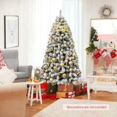 180 Cm Snow Flocked Artificial Christmas Tree with 600 Tips