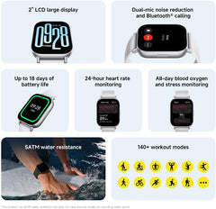 Redmi Watch 5 Active Smartwatch - 2.0" LCD, 18-Day Battery, 140+ Sports Modes, Heart Rate & SPO₂ Tracking, 5ATM Waterproof, Bluetooth Calls, Fitness & Sleep Monitor - Sleek Black Design