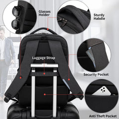 17 Inch Laptop Backpack for Travel Water Resistant College Backpack for Men/Women Laptop Bag with USB Charging Port,Black