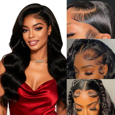 13X6 Transparent HD Lace Front Wigs Human Hair Wig Body Wave Human Hair Wig for Black Women Glueless Wigs Human Hair Pre Plucked with Baby Hair Brazilian Real Hair Lace Frontal Wig16 Inch