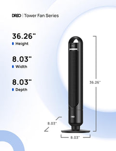 Quiet Tower Fan for Bedroom& Home, 25Ft/S Powerful Airflow, 29Ft Coverage, 1-8H Timer, 4 Speeds, 3 Modes, 28Db Bladeless Fan with Remote Control, 90° Oscillating Cooling Fan, LED Display
