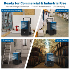 66 L/Day Industrial Dehumidifier with Pump for Basement Drying Clothes