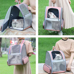 Portable Cat Bag Breathable Canvas Pet Backpack Cat Travel Bags for Cats and Puppy Foldable Pet Carrier