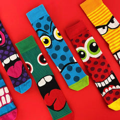 Stress Heads Gift Box: 6 Fun Monster-Themed Odd Socks for Men - Perfect for Birthdays, Father's Day & Christmas!