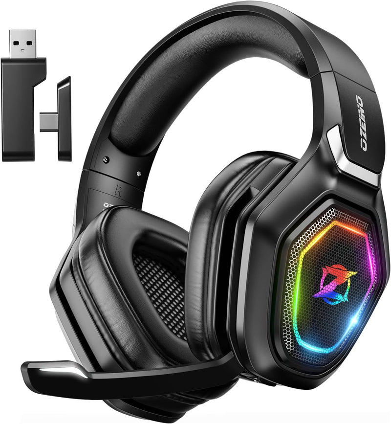 Wireless Gaming Headset, Compatible with PC Ps5 Ps4 Boasts 2.4Ghz Lossless Audio, USB & Type-C, Flip Microphone and 40-Hr Battery - Suited for Switch, Laptop, Mac