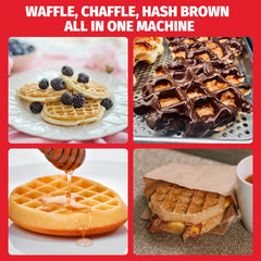 Double Mini Waffle Maker & Iron, Chaffle Maker, 2 X 4-Inch Waffle Machine, Small Waffle Iron for Waffles, Keto Chaffles, Hash Browns & Cookies, 230V, UK Plug, White