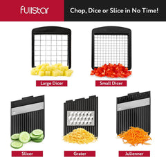 Vegetable Chopper Cutter Mandoline Slicer Cheese Grater - Food Onion Salad Veggie Chopper with Container - French Fry Potato Dicer Slicer Cutter - Kitchen Tools Gadgets (All-In-1 White)