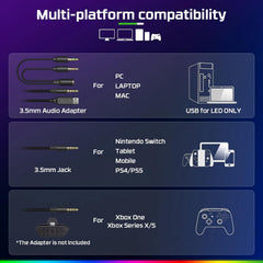 FC200 Gaming Headset for PS4, PS5, Xbox, Switch, PC, Computer Headset with Microphone, 3.5Mm Gaming Headphones with RGB Light