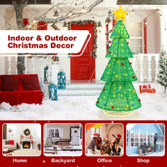 190 CM Lighted Collapsible Christmas Tree with 200 LED Warm Light