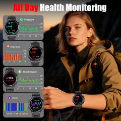 Advanced GPS Smart Watch for Men - 1.43" AMOLED Military Fitness Tracker with 5ATM Waterproof, 130+ Sports Modes, Heart Rate/Sleep/Spo2 Monitoring, Bluetooth Calling - Perfect for Outdoor Fitness on Android & iOS