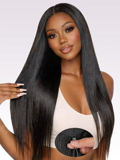 Silky Straight Human Hair Wig for Black Women,200 Density 22 Inch 9X6 HD Lace All Day Comfort Flexi-Fit Invisi Drawstring Wear and Go Glueless Wig Human Hair Pre Plucked Pre Cut Friendly to Beginners