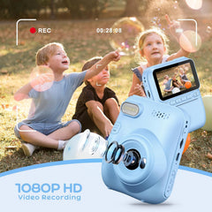 Kids Camera Instant Print, 3.0'' Instant Camera for Kids with 32GB Card & 3 Rolls Print Paper, 1080P Kids Digital, Gift Toy for Boys Girls 3-12 Years Old