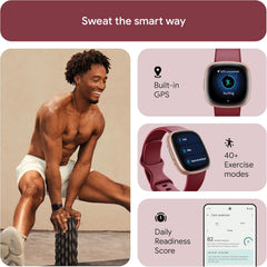 Versa 4 Fitness Smartwatch - GPS, 6-Day Battery Life, IOS & Android Compatible, Stylish Beet Juice/Copper Rose Design