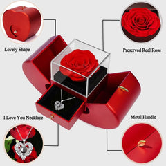 Preserved Real Rose Gifts for Women,Mum,Wife,Eternal Flowers Rose with I Love You Necklace in 100 Languages,Gifts for Her on Birthday, Anniversary, Valentine'S Day, Mother'S Day, Christmas