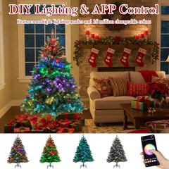 Artificial Christmas Tree Hinged Xmas Tree with Branch Tipsa and Natural Pine Cones