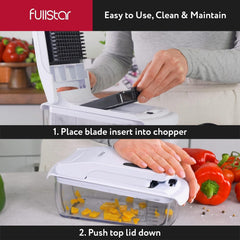 Vegetable Chopper Vegetable Cutter - Veggie Onion Salad Food Chopper Manual - Potato Chipper - Veg Chopper and Dicer - Kitchen Tools & Gadgets (9-In-1 White)