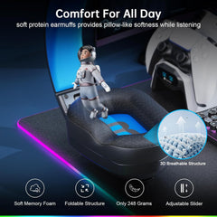 FC300 Wireless Gaming Headset - Immersive 3D Stereo Sound, 50Hr Battery Life, Bluetooth & 2.4GHz USB Compatible for PS5, PS4, PC, Switch & Mobile - Stylish Blue Design