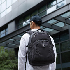 17-Inch Laptop Backpack, Water Resistant Rucksack for Business Travel, Work or School, Padded Shoulder Straps, Black