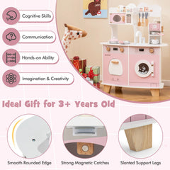 Wooden Kids Kitchen Playset with Coffee Maker for 3+ Years Old