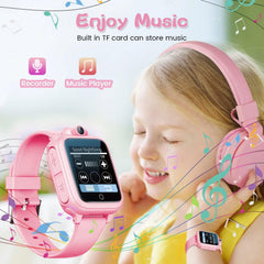 Kids Smart Watch for Boys Girls, Fashion Smartwatches for 5-12 Year Olds Children, Birthday Gift Toy for Kids, Digital Watch with 14 Puzzle Games and 90° Rotating Camera (Pink)